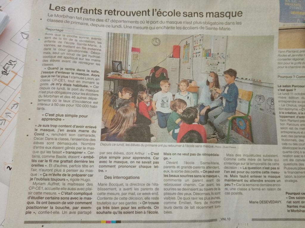article de journal - École Sainte Marie